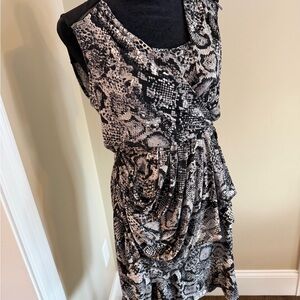BCBGMaxAzria Black and Gray Asymmetrical Dress